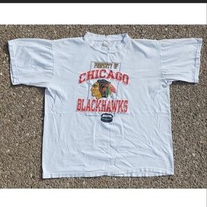 Vintage 90s NHL Chicago Blackhawks Single Stitch Graphic T-Shirt Black XL